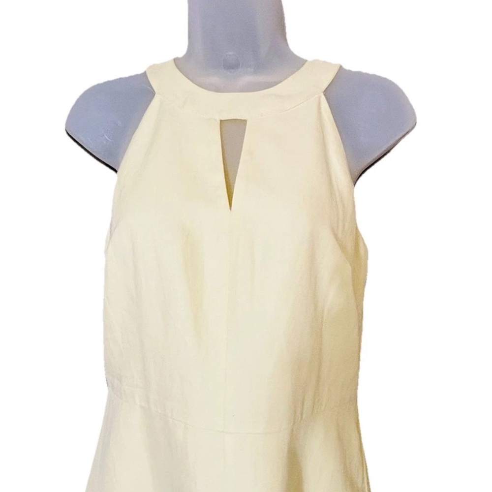 Ann Taylor Size 2 Linen Cotton Lined Midi Dress Buttercream Yellow Halter NWT - Picture 3 of 12